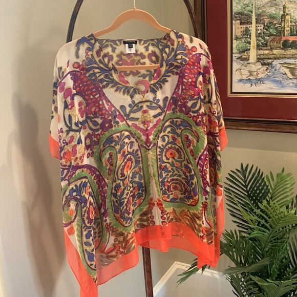 NWOT Silk Talbots Caftan Top - Picture 3 of 8